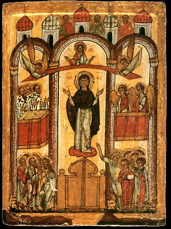 Icon of theotokos pokrov naive