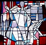 Szenen aus der Vita des hl. Benedikt von Nursia in den Glasfenstern der Abteikirche Kornelimünster, hier: Regula