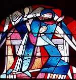 Szenen aus der Vita des hl. Benedikt von Nursia in den Glasfenstern der Abteikirche Kornelimünster, hier: Tod